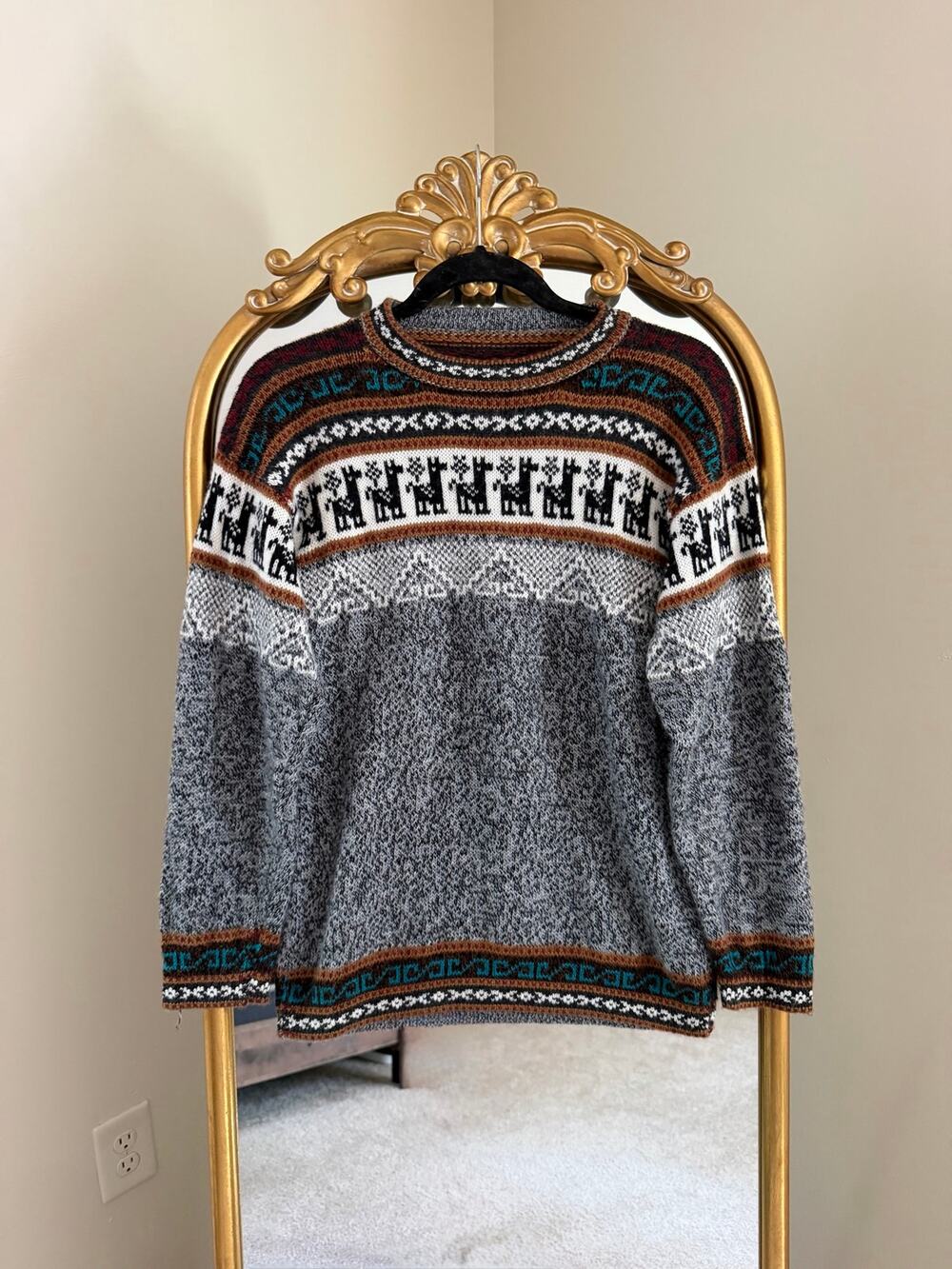 Peruvian Fair Isle Aztec Llama Sweater